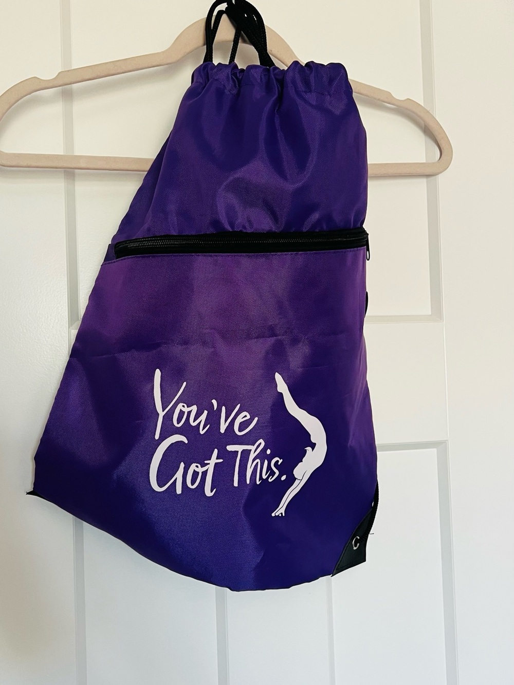 Purple Drawstring Gym Backpack with 'You've Got This' Print